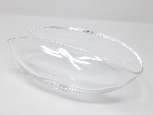 Steuben Clear Glass Bowl hand blown crystal etched signature 3" t 4" w 7" l