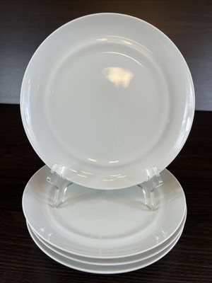 4 Beautiful Hutschenreuther Tavola Bianca White 7 3/4'' Salad Plates Upturned Rim