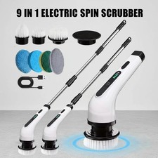 9 IN 1 Electric Spin Scrubber Cordless Cleaning Brush Bathroom Rotating Scrubber