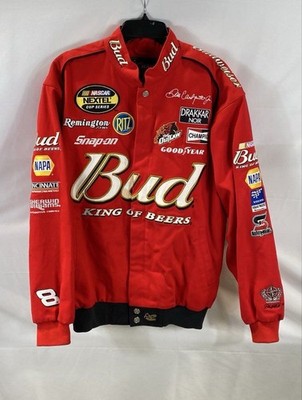 Budweiser Chase Authentics レーシングジャケット M Chase Authentics Men's Red Budweiser Patch Racing Jacket Size M | eBay