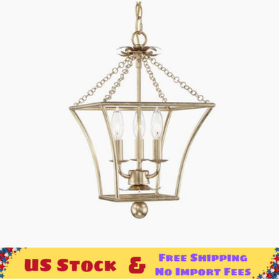 Crystorama Broche 3-Light Lantern, Antique Gold