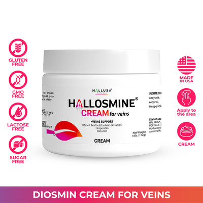 Hallosmine Cream Varicose Veins Spider Veins Leg Circulation Horse Chestnut 4 oz