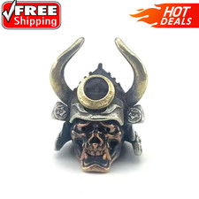 Skeleton Helmet Warrior Brass Knife Bead EDC Paracord Lanyard DIY Charm Pendant
