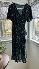 SHEIN Women’s Dark Green Midi Dress with Ruffle Hem & V-Neck