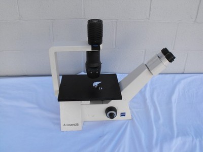 Carl Zeiss AXIOVERT 25 Inverted Phase Contrast Microscope W/ 3 Objectives, Read
