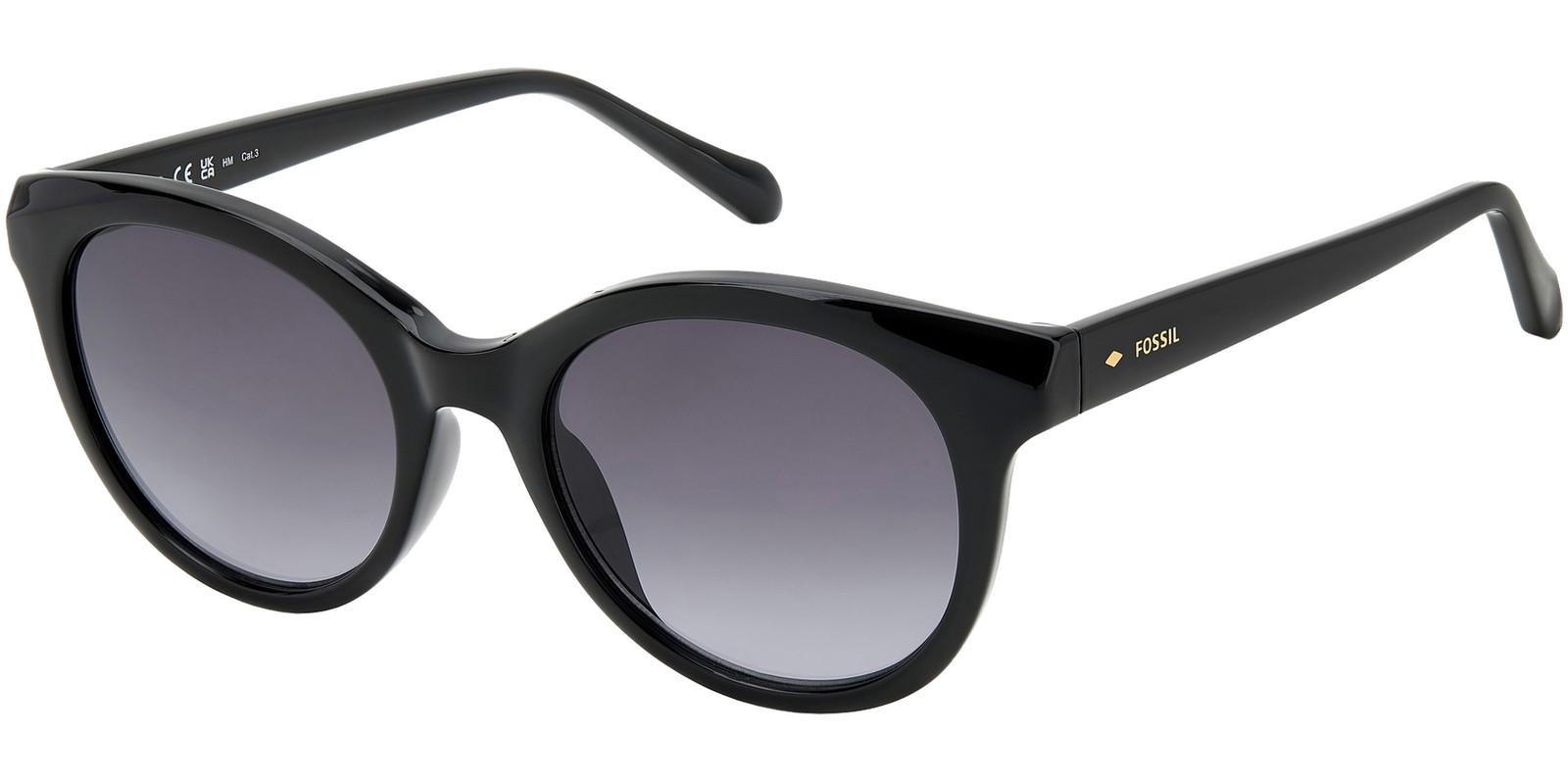 Fossil Women's Black Round Sunglasses w/ Gradient Lens - FOS3146GS 0807 9O
