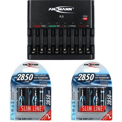 Ansmann Powerline 8 Battery Charger with Rechargeable AA Batteries