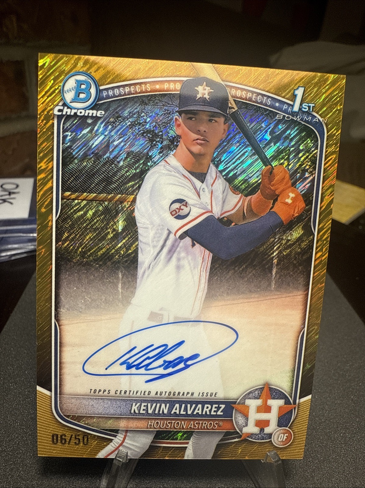 2025 Bowman Chrome - Prospect 1st Auto Kevin Alvarez /50 Shimmer GOLD GEM