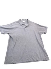 Lacoste Polo Shirt Mens 2XL Gray Solid Classic Fit Croc Logo Short Sleeve Casual