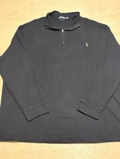 Polo Ralph Lauren Mens 3XL Tall Black Quarter Zip Long Sleeve Estate Rib Sweater
