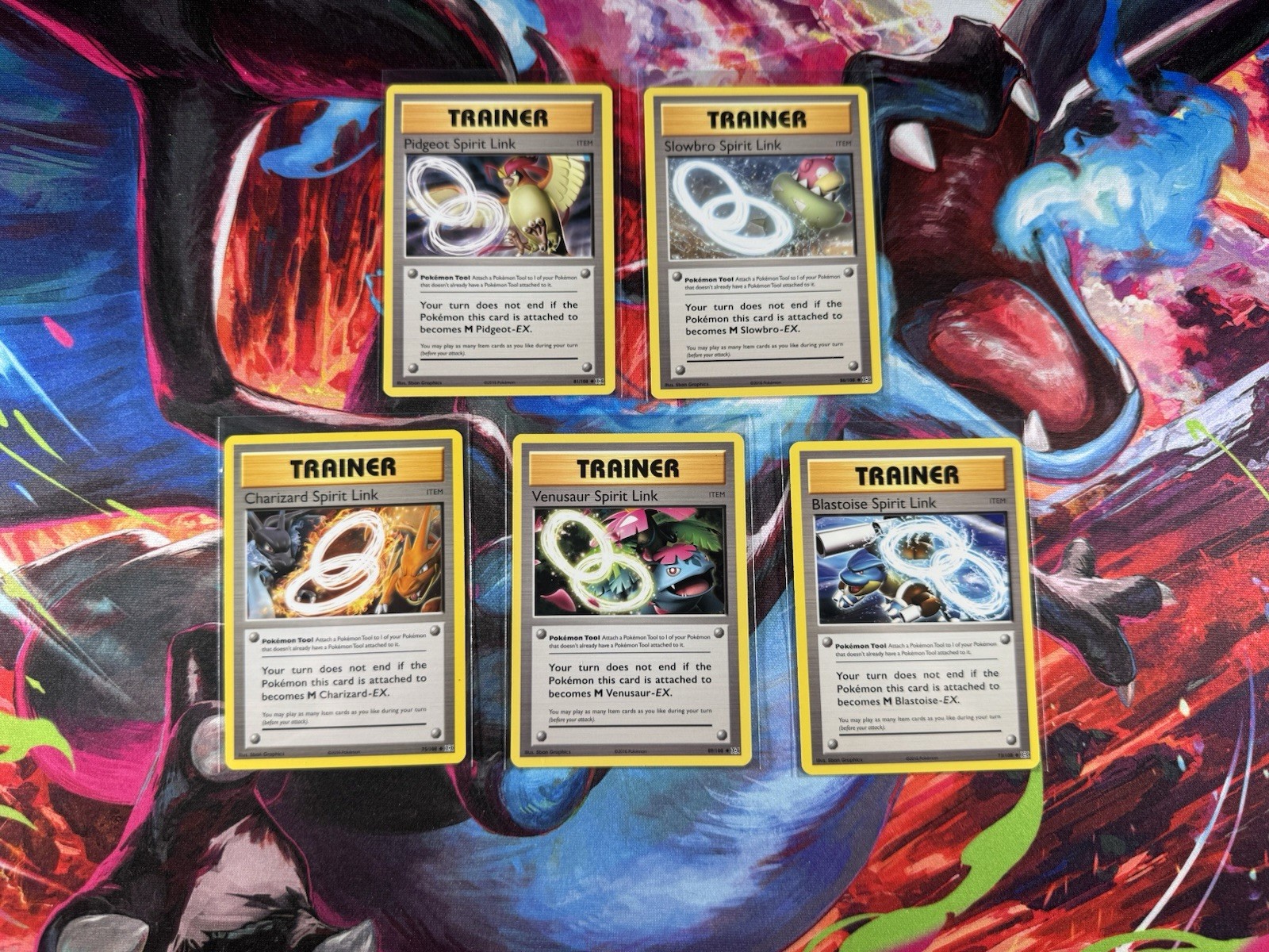 Pokemon Tcg XY Evolutions All 5 Spirit link Cards! Venusaur Blastoise Charizard