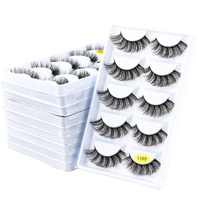 5 Pairs 3D Faux Mink Lashes Natural False Eyelashes Soft Wispy Eyelash Tool