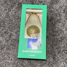 New TABITHA BROWN Target GLASS AVOCADO ORNAMENT Christmas Tree GOLD GLITTER NIB