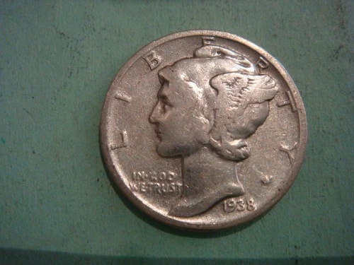1938 P  Mercury Dime, Good cond - album filler , actual coin in photo