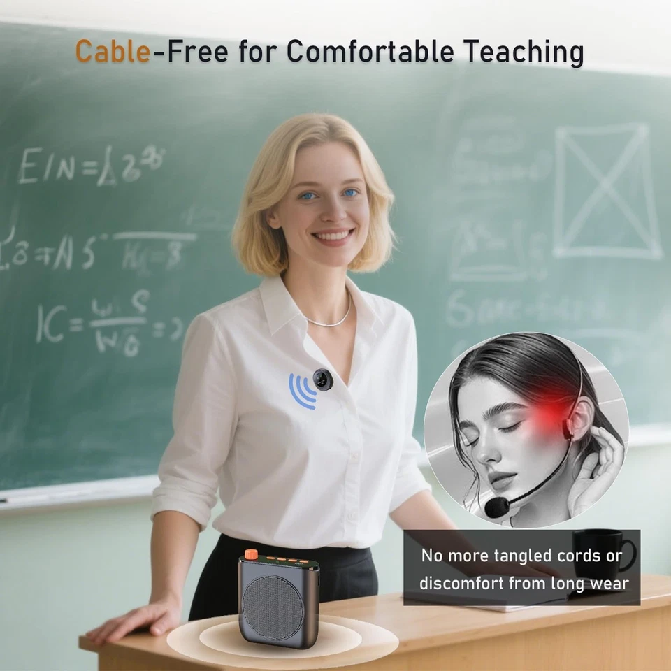 Amplificador de voz inalámbrico portátil - Micrófono de solapa + almacenamiento de carga para entrenamiento Foto 3 de 4