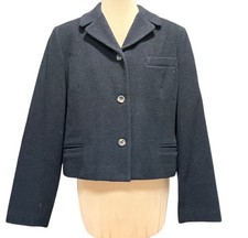 Vintage HARVE BENARD Cropped Wool Blazer Black PS/M Minimalist Office Capsule