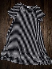 Old Navy XS Striped T-Shirt Dress Black White Short Sleeve Knee Length