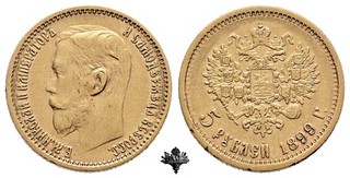 RUS. 5 rub. 1899 AU Nicholas II