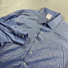 Brooks Brothers Madison Dress Shirt Mens 18-34 Blue Non-Iron Supima Cotton
