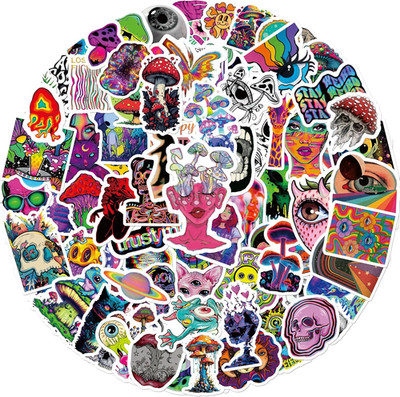 100 Pieces Trippy Stickers, Cool Psychedelic Aesthetic Stickers Waterproof Vinyl
