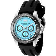 Invicta Men's Watch Speedway Chrono Light Blue Dial Black Silicone Strap 50490