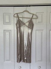 Forever 21 Womens Mini Bodycon Dress Champagne Sleeveless Spaghetti Strap S