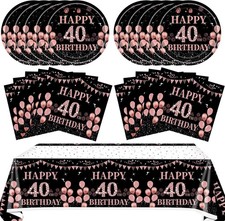 41PCS 40th Birthday Decorations For Women Rose Gold And Black