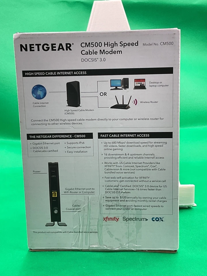 Netgear CM500 High Speed Cable Modem DOCSIS 3.0 New - Image 3 of 4