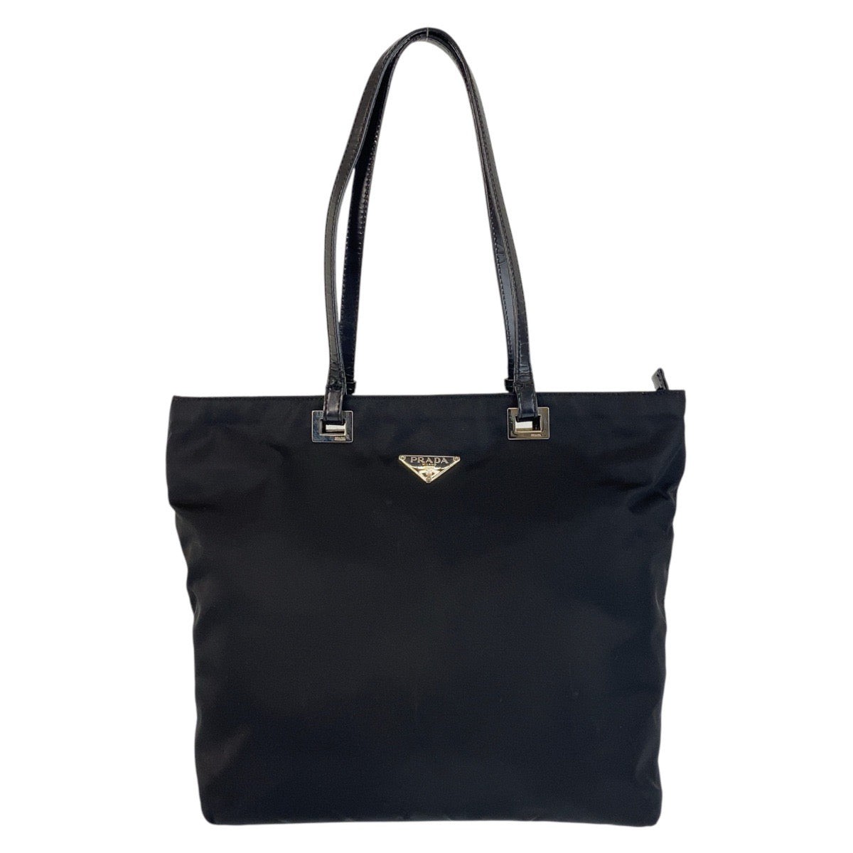 Prada Nylon Leather Tessuto Logo Tote Bag Women Black One Size 638524