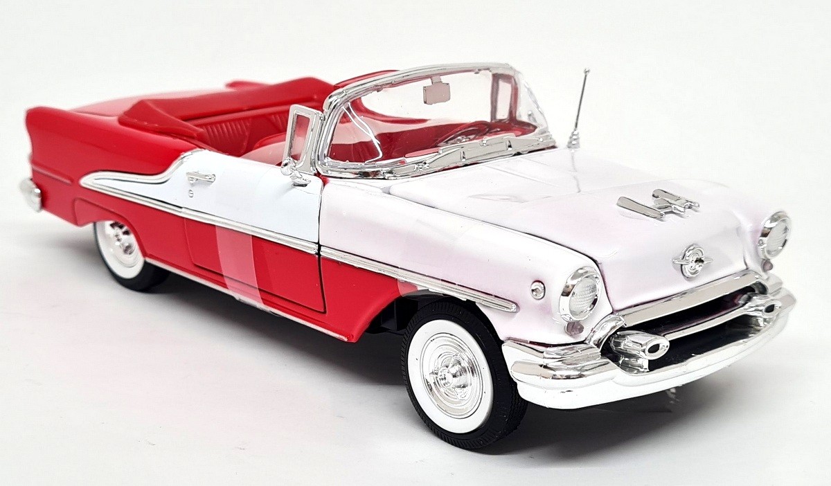 Nex 1/24 - Oldsmobile Super 88 Convertible 1955 Red White Diecast Model Car