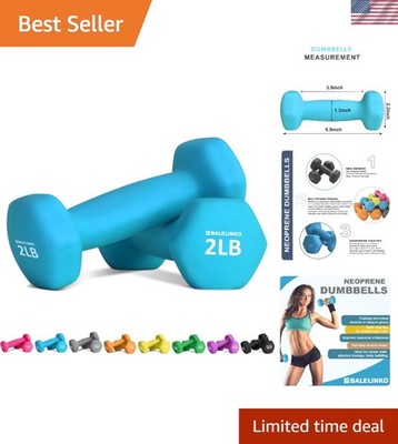 Durable Cast Iron Neoprene Dumbbells, 2lb Each - Perfect for All Fitness Levels
