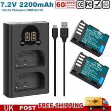 2Pcs DMW-BLF19 Battery+Fast Dual Charger for Panasonic Lumix GH5 GH4 GH5s GH3 G9