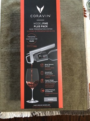 CORAVIN GRAPHITE MODEL FIVE PLUS PACK WINE PRESERVATION SYSTEM NIB