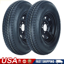 2 Pack St17580d13 Trailer Tires On Rims 17580 13 5 Lug Black Spoke Wheels