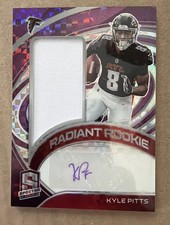 2021 Spectra Kyle Pitts Radiant Rookie Patch Signatures Neon Purple Auto RC #/30