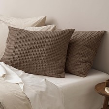 PHF Ultra Soft Waffle Weave Pillow Shams King Size No Insert 2 Pack 20x36 Bed Pi