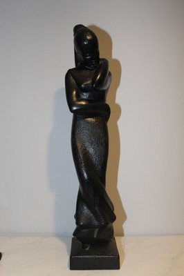 Vintage 1966 Austin Productions Ebony sculpture of Woman 26'' Tall