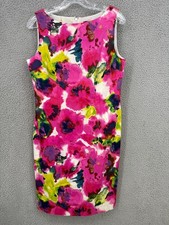 Ann Taylor  Women's Floral Dress Pink Size 10 EUC Career Classic Sheath Poppy