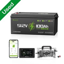 GreenOE 48V 100Ah Lithium Golf Cart Battery +48V 18A Charger Trolling Motor Used