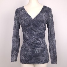 Lucy Fiona womens XL vintage Y2K micro mesh top floral fairy grunge whimsigoth