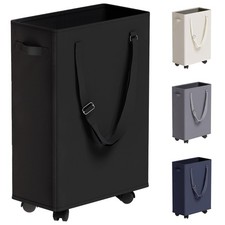 Slim Rolling Laundry Basket, Slim Laundry Hamper with Wheels and Adjustable L...