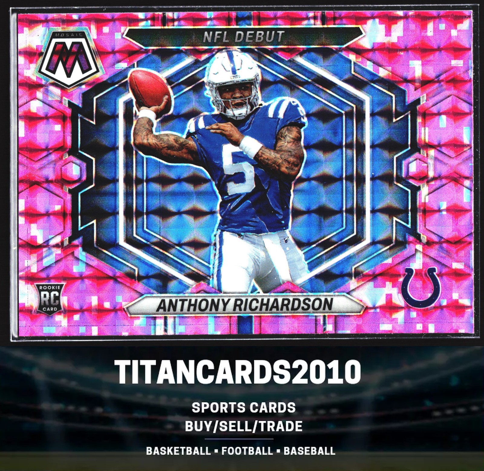 Anthony Richardson 2023 Panini Mosaic Pink Camo Pirzm NFL DEBUT RC Colts #ND-5