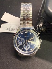 Fossil Men's Neutra Blue Dial Chronograph Watch Stainless Steel FS6025