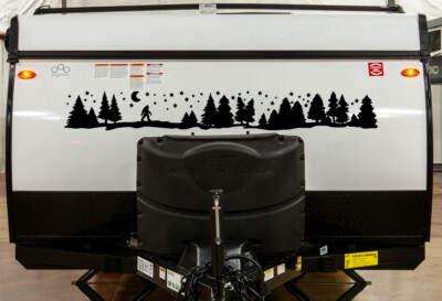Bigfoot Moon Scene Vinyl Decal V6 | Sasquatch Forest Scenery Stars RV | Sticker