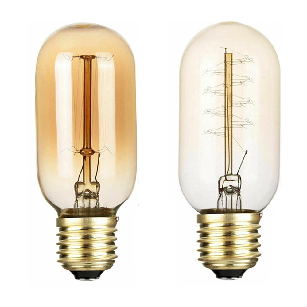 Rustic Edison Amber Glass Bulbs T45 Tubular 40W Tungsten Filament Lighting Bulb