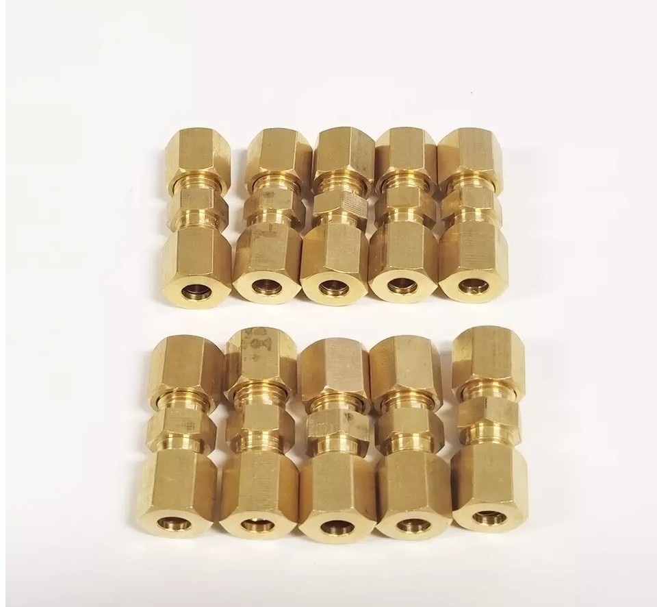 Brass Brake Line Compresion Unions For 3/16" Tubing 4 Pack 3/16 Size MADE IN USA - Foto 9