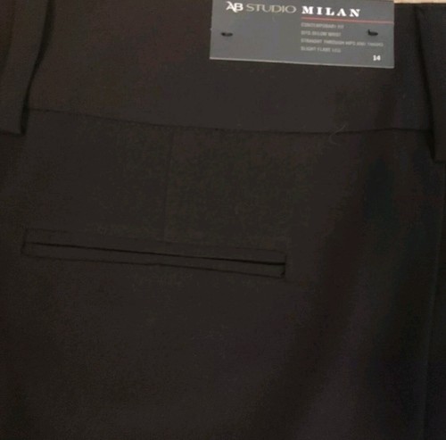 NEW AB Studio Milan Dress Pants Black Contemporary Straight Slight Flare Size 14 - Picture 8 of 8