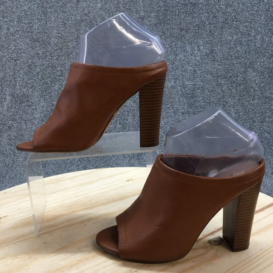 Sandalias Mossimo para mujer 7,5 sin cordones Mules marrón imitación cuero informales tacones altos Foto 2 de 4