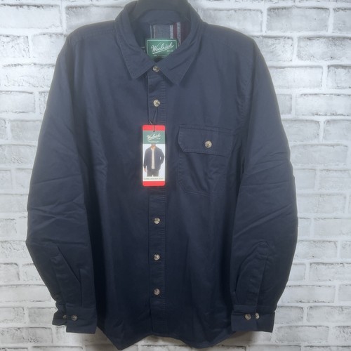 New Woolrich Flannel Lined Shirt Jacket Size Medium Blue The Green Label NWT