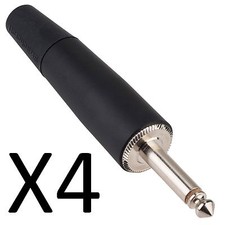 4 Pack Switchcraft 187b 14 Mono Plug With A Series Body Solder Lugs Black